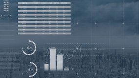 Animation of statistics and data processing on screen. Global business digital interface technology and networking concept digitally generated video. - Powered by Shutterstock - Get 15% off with code: PIKWIZARD15