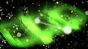 Animation of molecules moving over green glowing structure. global science, data processing and digital interface concept digitally generated video. - Powered by Shutterstock - Get 15% off with code: PIKWIZARD15