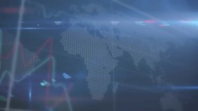 Animation of financial data processing on navy background with lights and clock. global connections, finance, technology and digital interface concept digitally generated video. - Powered by Shutterstock - Get 15% off with code: PIKWIZARD15