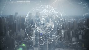 Animation of scope scanning and data processing over cityscape. Global connections time data processing and technology concept digitally generated video. - Powered by Shutterstock - Get 15% off with code: PIKWIZARD15