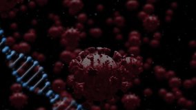 Animation of virus cells over dna strand. Global pandemic and digital interface concept digitally generated video. - Powered by Shutterstock - Get 15% off with code: PIKWIZARD15