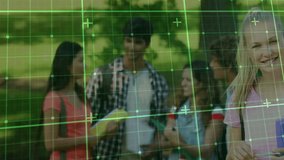 Animation of data processing over diverse students. Global education, university, connections, computing and data processing concept digitally generated video. - Powered by Shutterstock - Get 15% off with code: PIKWIZARD15