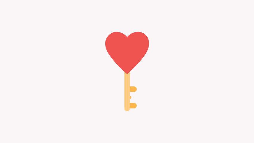 Animated a symbolic heart-shaped key representing trust, romance, and the key to someone’s heart, perfect for Valentine’s Day themes.
