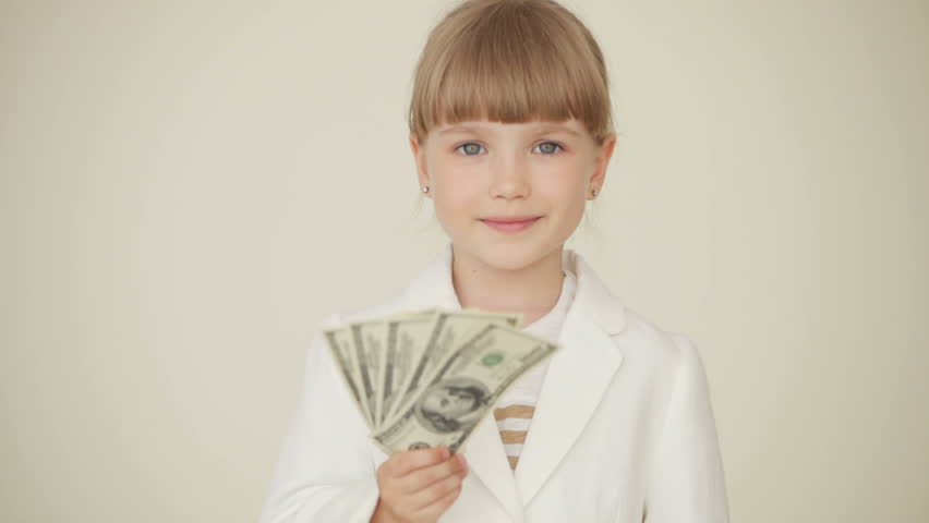 Little businesslady with money
