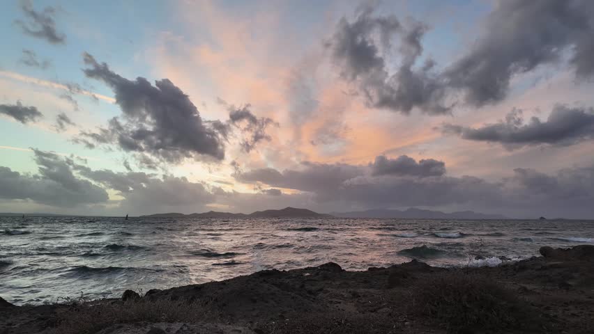 storm clouds over the sea. Turgutreis, Bodrum, Turkey.