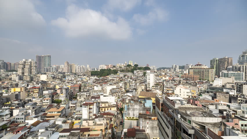 timelapse of the macau historic city skyline from a unique high vantage point