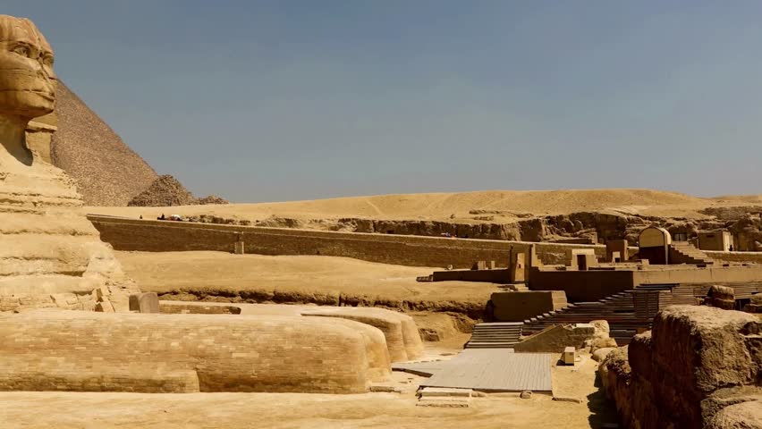 Panorama Of Giza City With The Pyramids of Giza In The Background In Egypt. Aerial Drone Shot