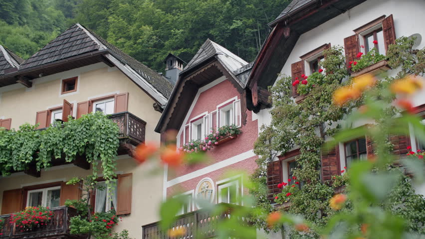 Picturesque traditional architecture of Hallstatt Austria historic village houses alpine landscape and iconic travel destination in Europe