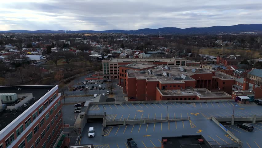  Dense downtown with historic brick buildings in Frederick Maryland