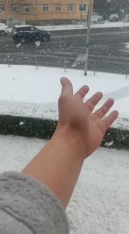 Drifting snow on hand and snow is everywhere.