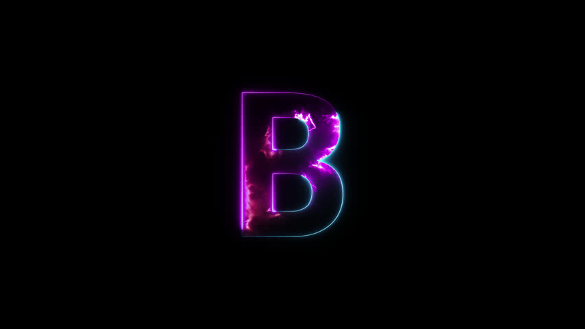 Neon letter B with alpha channel, neon alphabet for banner, english alphabet in neon style with a transparent background