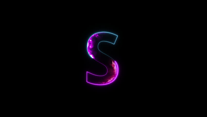Neon letter S with alpha channel, neon alphabet for banner, english alphabet in neon style with a transparent background