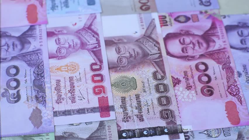 Thailand paper money, dinar banknotes as currency for exchange or travel. Thai money as a business background