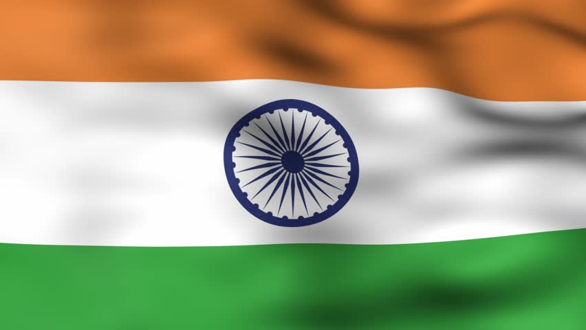 Patriotic animation featuring metallic silver Happy Republic Day text over a waving Indian flag with glowing particles and light effects. Ideal for Republic Day celebrations, national holiday visuals, patriotic videos, social media greetings, event promotions, and festive motion backgrounds related to India.