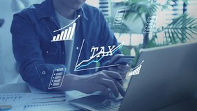 Federal Income Tax Internal Revenue Service IRS Digital tax filing Tax return financial planning analyzing  data revenue deductions filing online payment mobile app computer technology. Business tax management economy  - Powered by Shutterstock - Get 15% off with code: PIKWIZARD15