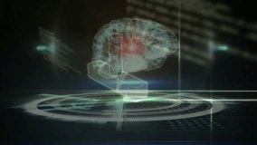 Animation of digital brain over dna strand and network of connections on black background. Global technology, computing and digital interface concept digitally generated video. - Powered by Shutterstock - Get 15% off with code: PIKWIZARD15