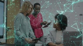 Collaborating at office, diverse businesswomen using animation for digital networking. Collaboration, teamwork, brainstorming, technology, innovation, creativity - Powered by Shutterstock - Get 15% off with code: PIKWIZARD15