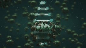 Animation of green virus cells over dna on green background. global covid 19 pandemic, health and science concept digitally generated video. - Powered by Shutterstock - Get 15% off with code: PIKWIZARD15