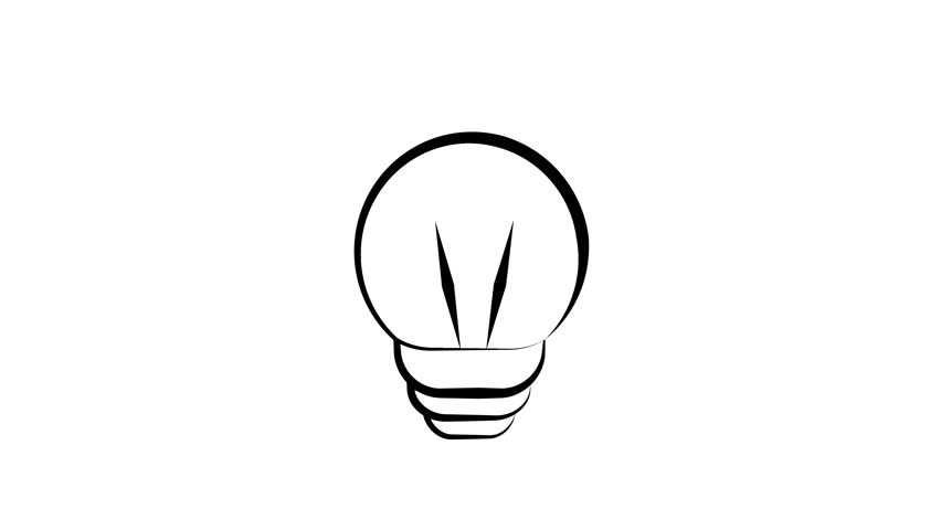 Handwritten Style Line Art Lightbulb Flash. Doodle Cartoon Idea Animation