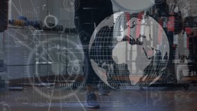 Animation of data processing over diverse business people walking in office. Global business connections digital interface and technology concept digitally generated video. - Powered by Shutterstock - Get 15% off with code: PIKWIZARD15