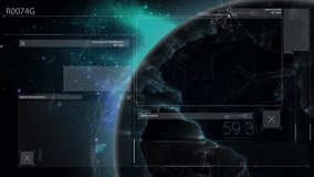 Animation of abstract patterns, numbers, connected dots and globe against space. Digitally generated, hologram, globalization, illuminated, digits, illustration and technology concept. - Powered by Shutterstock - Get 15% off with code: PIKWIZARD15