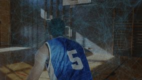 Male athlete lifting basketball releasing ball practicing free throw toward hoop in sports gym. Sports, athletic, training, motion, performance, fitness, competitive - Powered by Shutterstock - Get 15% off with code: PIKWIZARD15