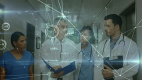Animation of network of connections and data processing over diverse doctors. global medicine, connections and digital interface concept digitally generated video. - Powered by Shutterstock - Get 15% off with code: PIKWIZARD15