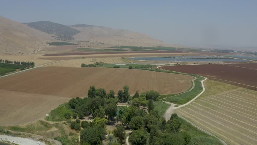 Aerial view of Ein Moda spring located in the Valley of the Springs