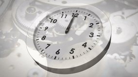 Animation of clock moving over clock mechanism. Time passing by, clocks, mechanic and watchmaking concept digitally generated video. - Powered by Shutterstock - Get 15% off with code: PIKWIZARD15