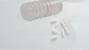 Animation of graphs and virus cells over money on white background. Global economy, finance, health, medicine and covid 19 pandemic concept digitally generated video. - Powered by Shutterstock - Get 15% off with code: PIKWIZARD15