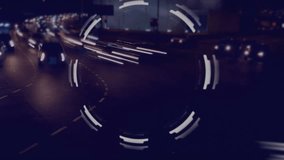 Animation of digital screen with diverse data and processing circle over night traffic. Global data processing, digital interface, communication and technology concept digitally generated video. - Powered by Shutterstock - Get 15% off with code: PIKWIZARD15