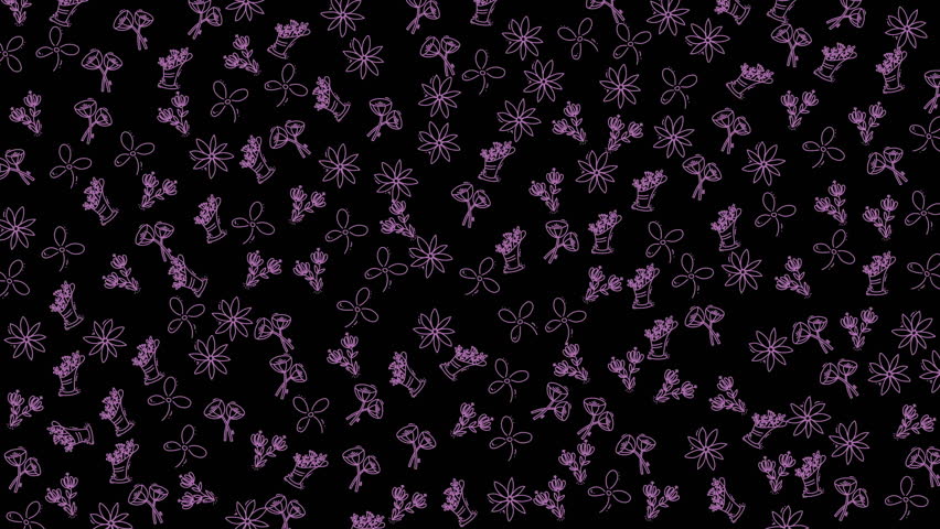 Sophisticated purple snowflake pattern on a black background ideal for seasonal designs and festive graphics. Elegant and detailed snowflake motifs create a captivating visual effect.
