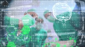 Animation of binary coding and data processing over diverse surgeons in operating theatre. global medicine, data processing and healthcare services concept digitally generated video. - Powered by Shutterstock - Get 15% off with code: PIKWIZARD15