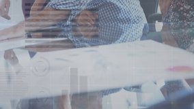 Animation of data processing over business people handshake. Global business finance and data processing concept digitally generated video. - Powered by Shutterstock - Get 15% off with code: PIKWIZARD15