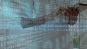Animation of binary coding data processing over female doctor. Global medicine, science, connections, computing and data processing concept digitally generated video. - Powered by Shutterstock - Get 15% off with code: PIKWIZARD15