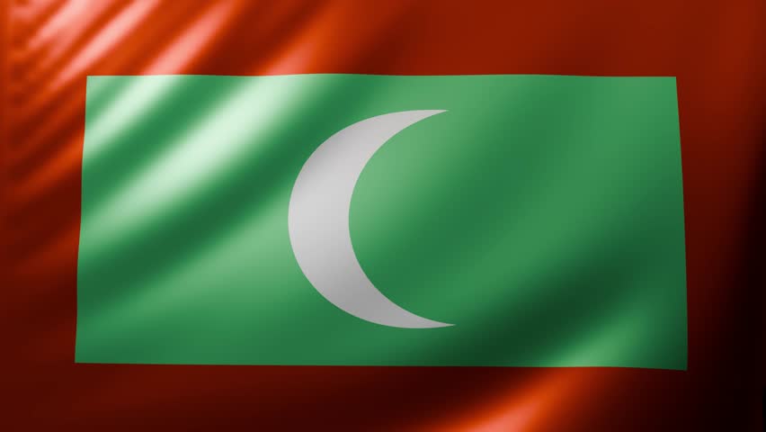 Maldives flag animation with smooth fabric motion and rich green tones, perfect for island nation content, travel media, educational videos, documentaries, and global presentations.