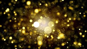 Golden Bokeh Particles Orbiting in Center on Dark Background: Luxury Glitter Dust Loop for Festive Background or Awards Ceremony. - Powered by Shutterstock - Get 15% off with code: PIKWIZARD15