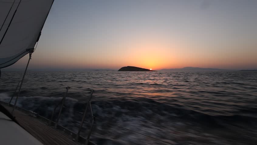 Sailing regatta during sunset (HD) 
