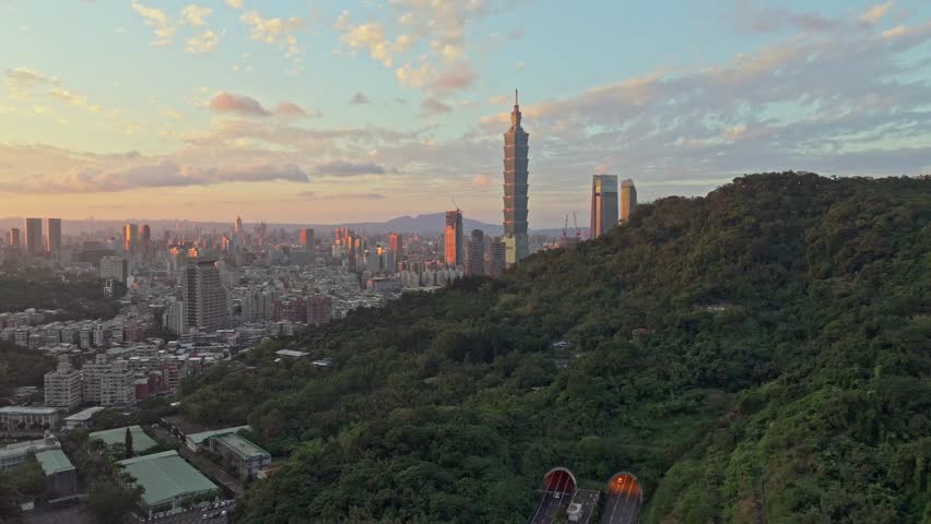 Cityscape of Taipei at dawn, Taiwan