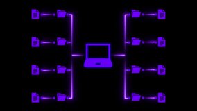 Neon Purple Laptop File Transfer Network Connection Data Flow - Powered by Shutterstock - Get 15% off with code: PIKWIZARD15