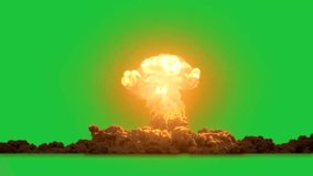 Massive fiery explosion forming a mushroom cloud with thick smoke, realistic cinematic VFX animation on green screen background - Powered by Shutterstock - Get 15% off with code: PIKWIZARD15