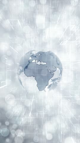 Bright silver white back with earth globe loop rotation vertical animation.