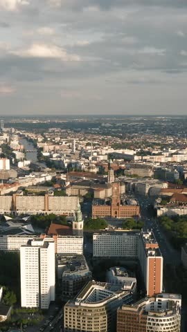 Aerial View of Berlin Cityscape. Vertical video