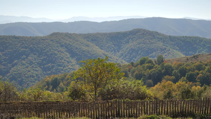 Beautiful Hills Landscape in Autumn Season in A rural town