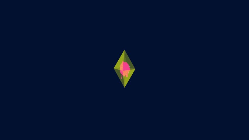 Minimalist Animation of a Pink Elephant Inside a Green Diamond Shape