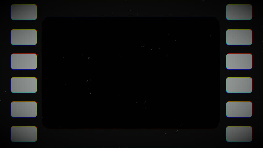 Film strip frame. Old film tape defects overlay transparent for retro video, old damaged tape frame 4K Video