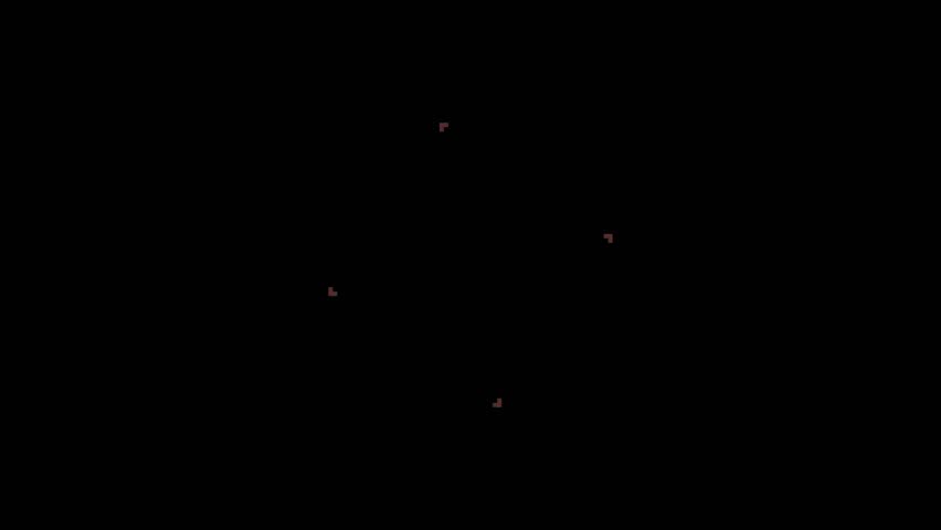 four gold fire meet effect in pixel art style with black screen background