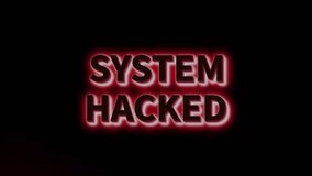 System hacked in red glowing letters, perfect for cybersecurity concepts, data breaches, hacking, technology, and network securitythemed designs or presentations. - Powered by Shutterstock - Get 15% off with code: PIKWIZARD15