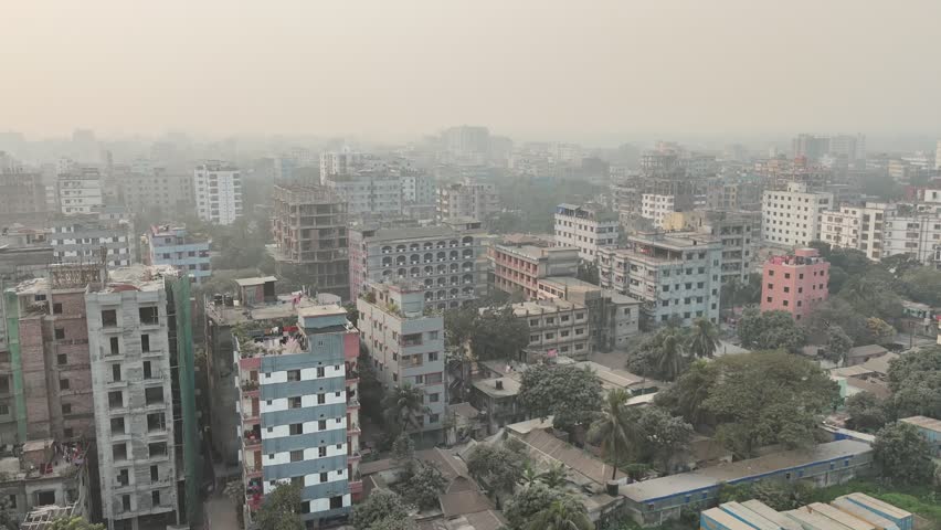 Dhaka, Uttara, Bangladesh – rooftop view showing surrounding buildings, roads and urban cityscape from above. Captured on 19 January 2026, highlighting daily city life and development.