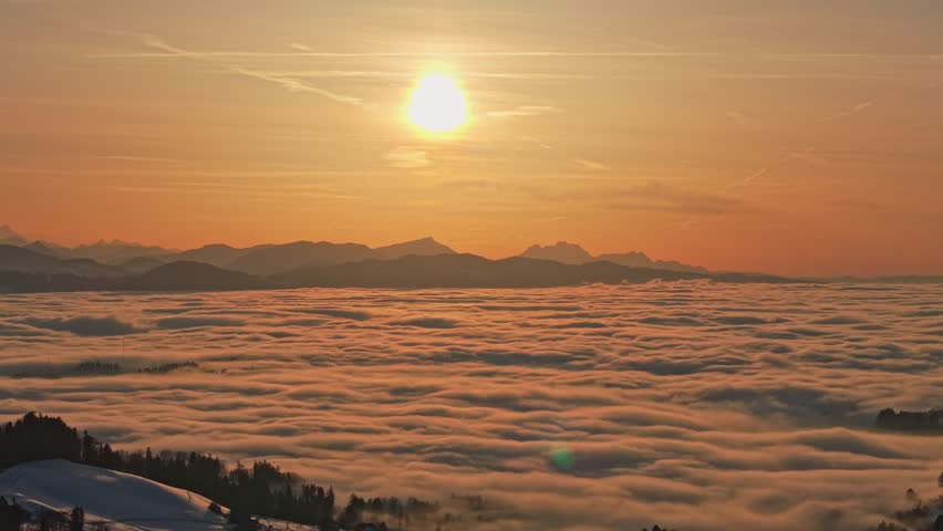 Beautiful sunset over the cloud sea 
